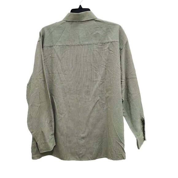 Kenneth Cole Reaction Men's Vintage Green Stripe LS Button Up Shirt XL 17-34/35 - Picture 5 of 5